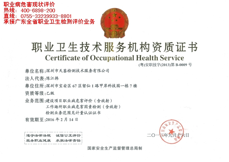 職業病危害因素現狀評價