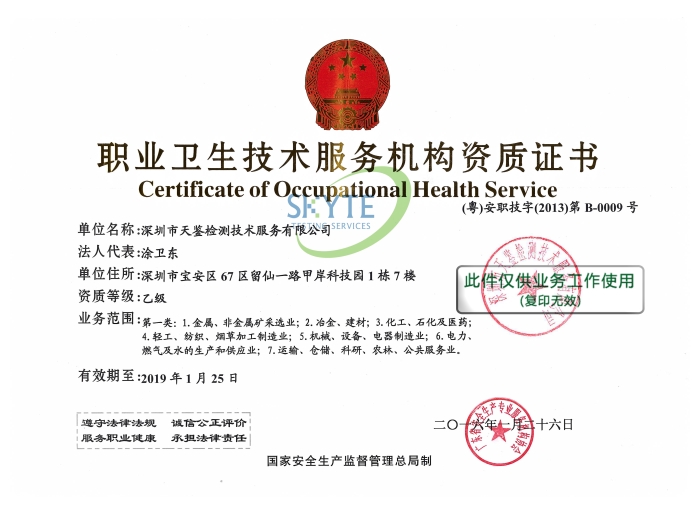 職業病危害因素檢測資質