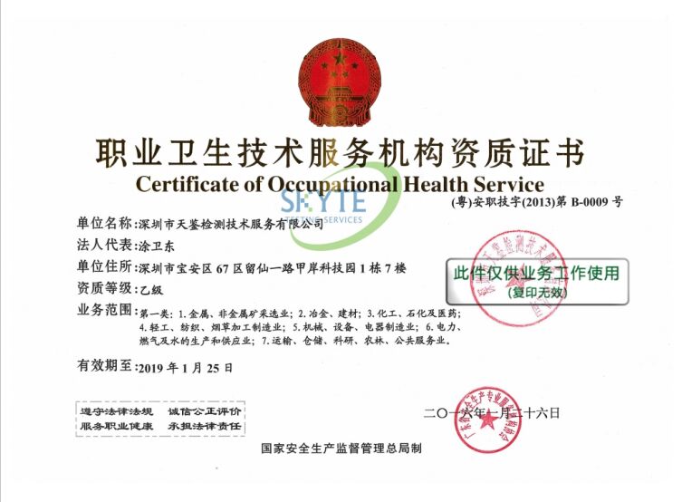 職業衛生檢測評價資質