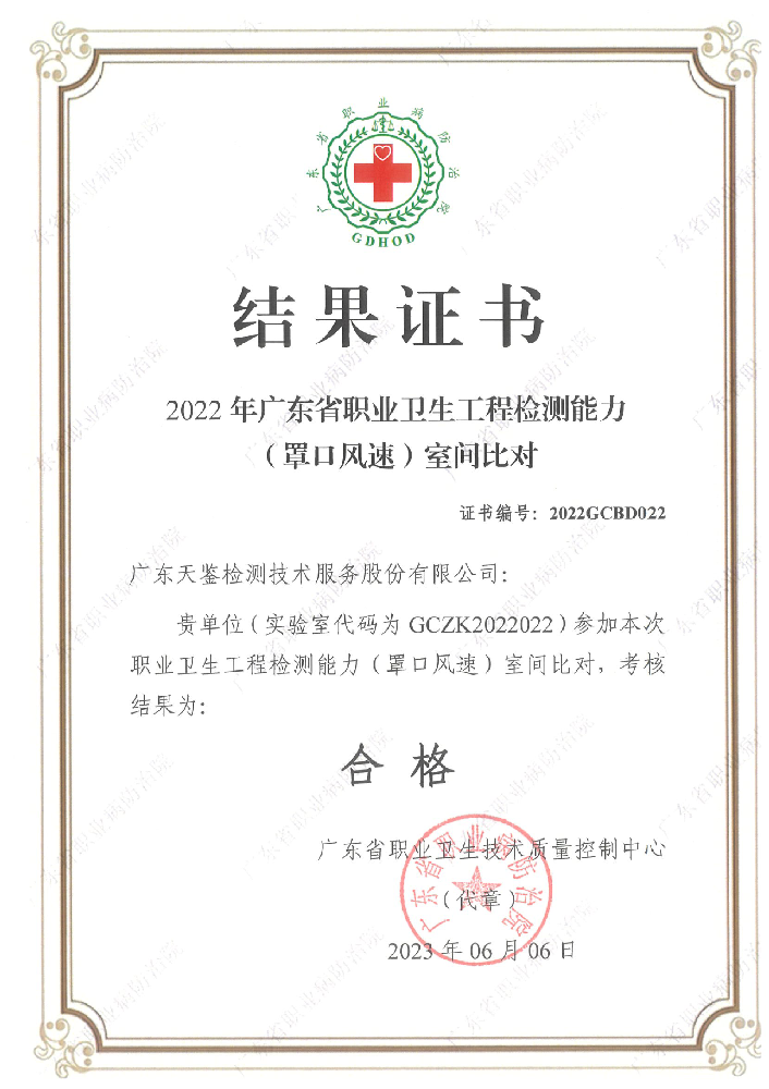 2022年廣東省職業衛生工程檢測能力（罩口風速）室間比對結果   合格.png